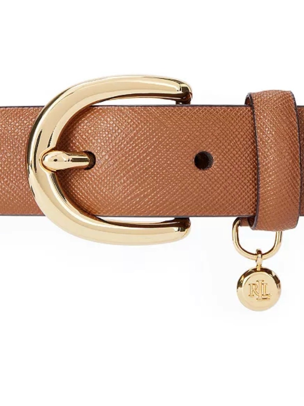 Ralph Lauren Sz M Women's Charm Crosshatch Leather Belt Lauren Tan